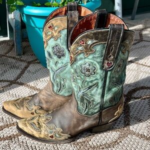 DAN POST vtg Bluebird Cowboy Cowgirl Boots ladies size 8 distressed leather